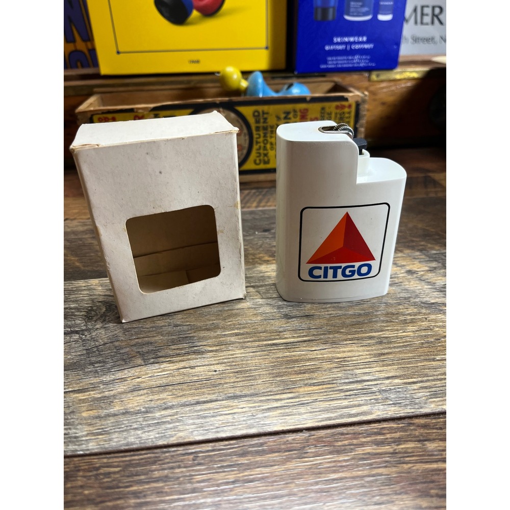 Vintage Citgo Gas Station Advertising Lighter White with Original Box Logo